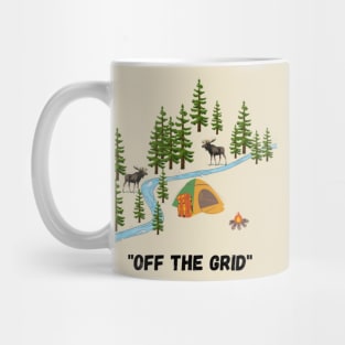 Off the Grid camping, moose at the river Mug